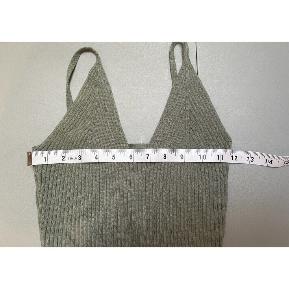 Princess Polly Oxford Green Ribbed Sleeveless Midi Dress Size L/XL FLAWED - Picture 8 of 10
